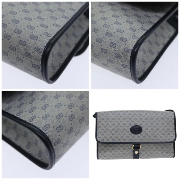GUCCI Micro GG Supreme Shoulder Bag Navy Gold - Picture 9 of 15